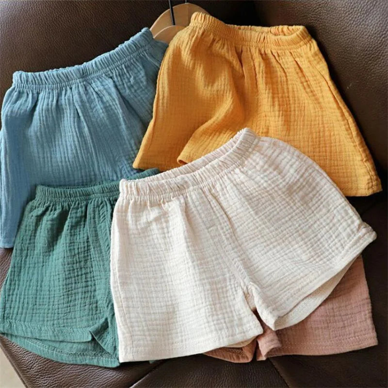 Baby Cotton Linen Shorts Summer New Children's Solid color Short Pant Boys Girls Thin Short Pants Girls Boy Clothing