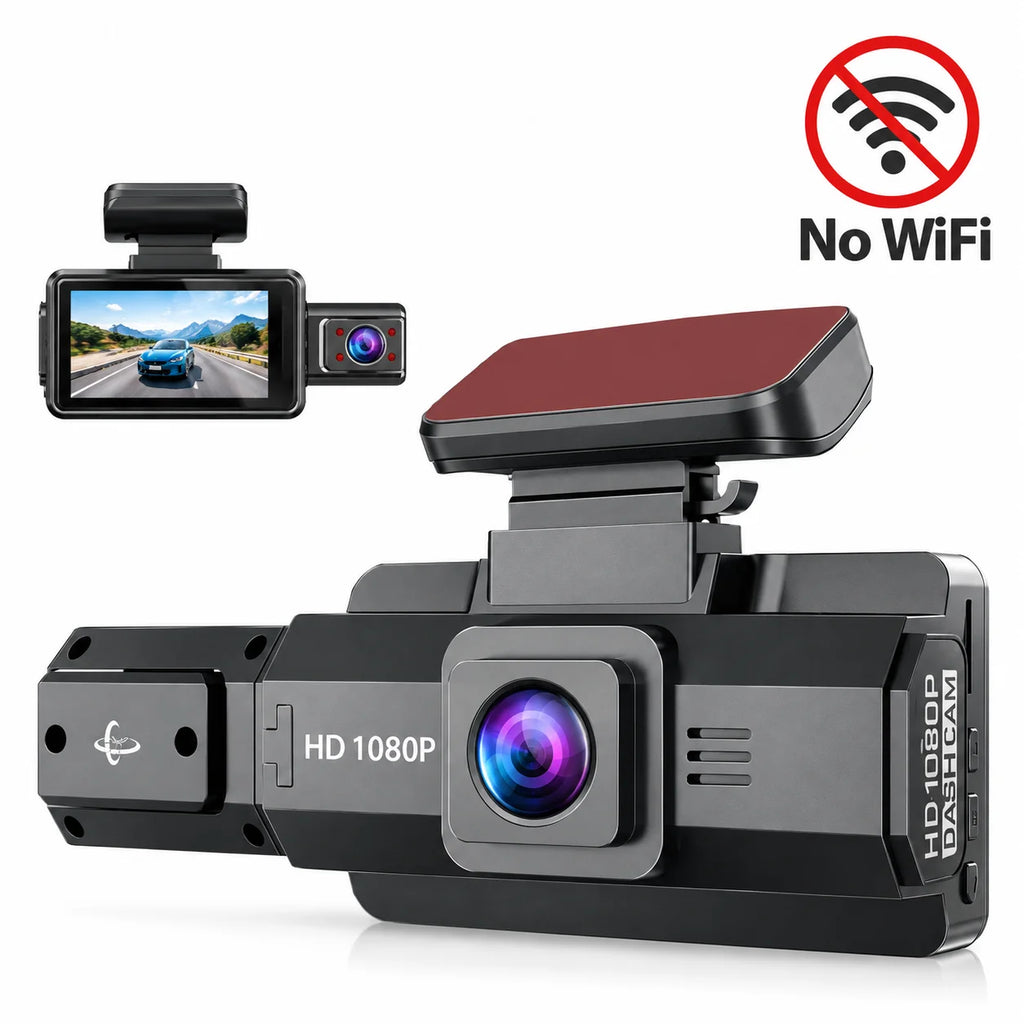 HD 1080P Car DVR Dash Cam with 3 Lens Wide Angle Night Vision G-Sensor Loop Recording for Front Inside and Rear Vehicle Camera