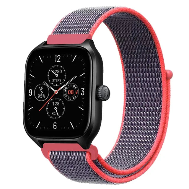 20mm 22mm Nylon Loop Strap for Amazfit GTR 47mm/GTR4 3 Pro/GTS 4 mini/3 Bracelet for Amazfit Balance 3 2/bip 5 6 Max/Stratos 2 3