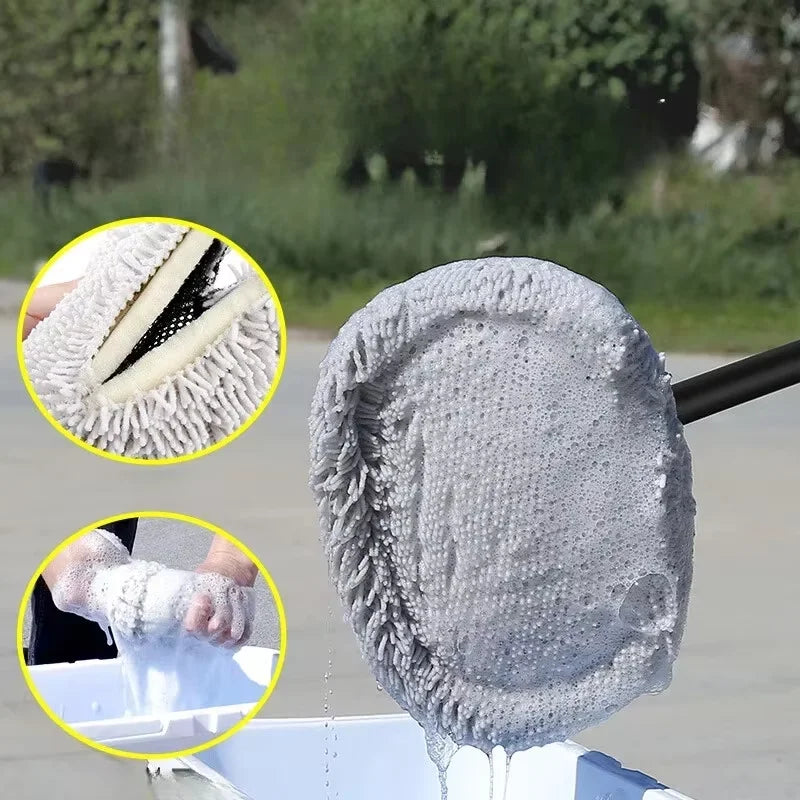 Car Wash Brush Telescoping Long Handle Soft Chenille Mop Window Cleaning Brush Auto Accessories