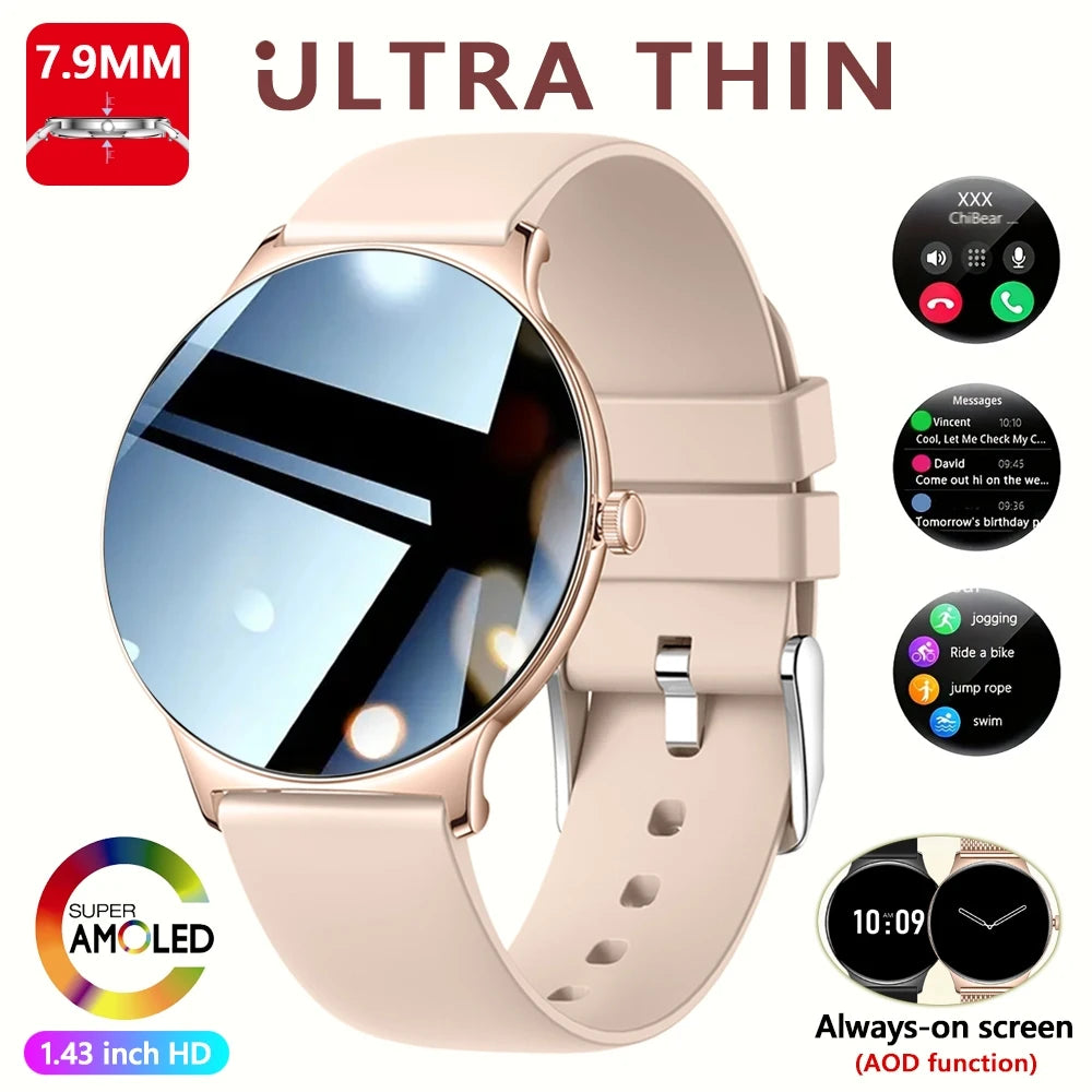 ChiBear Ultra Thin Fashion Smart Watch Women Screen Always Display Time Sports Bracelet Bluetooth Call AMOLED Smartwatch Woman