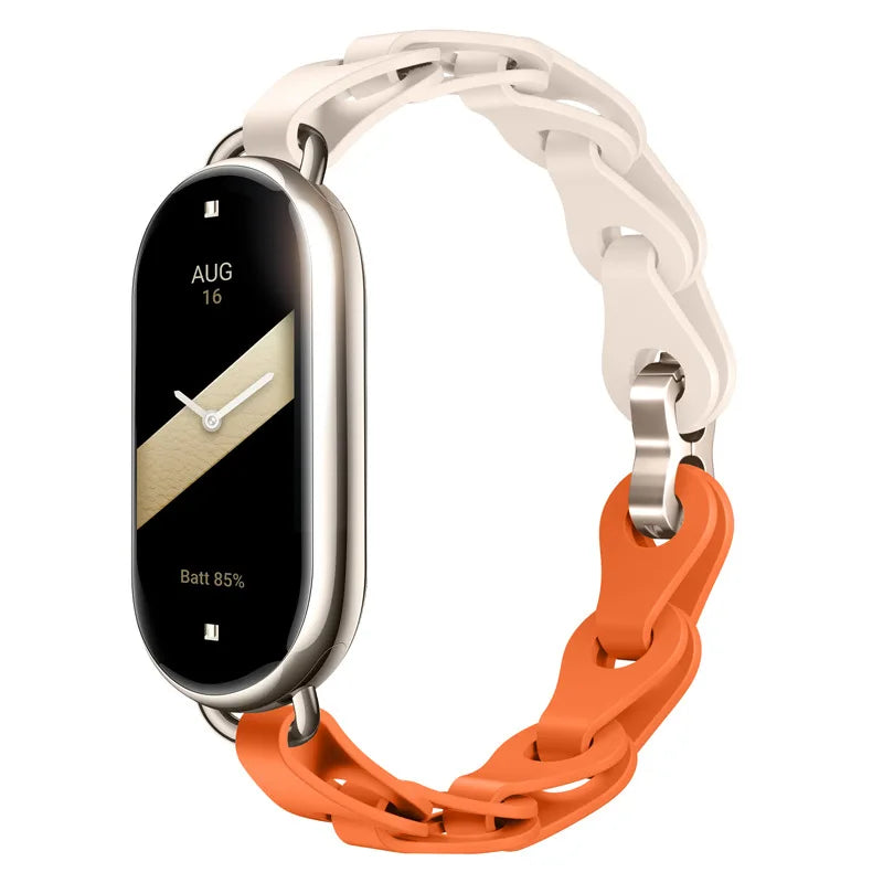 Rubber Strap for Xiaomi Mi Band 9 Stainless Steel Buckle Bracelet for Miband 8 NFC Fashion Lady Style Replacement Silicone Band