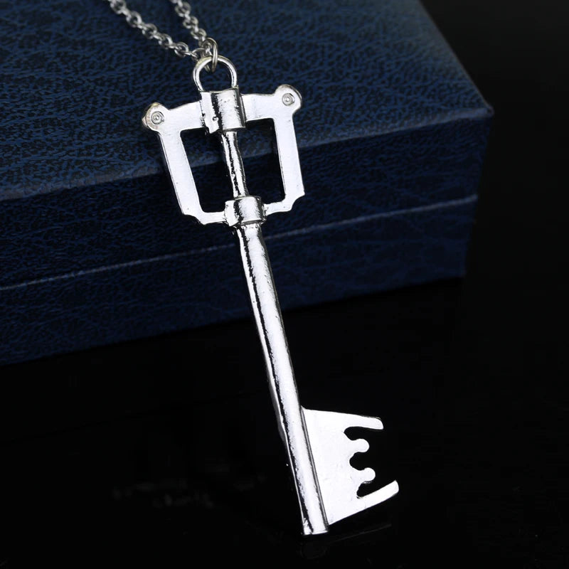 Game Kingdom Hearts Chain Pendant Necklace Sora Key Blade Crown Charm Statement Choker Women Men Cosplay Jewelry Gift