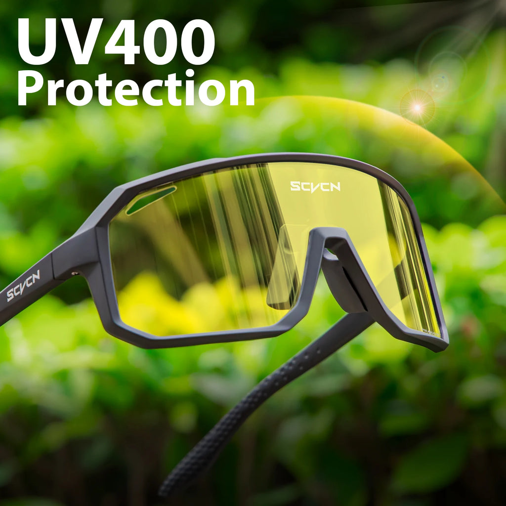 SCVCN Night Vision Glasses Cycling Glasses Driving Eyewear Fashion Polarized Sunglasses Y2K UV400 Eyeglasses Mtb Goggles Man
