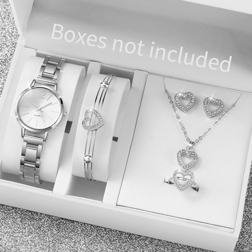 6PCS/Set Fashion Women Watches Luxury Analog Quartz Watch for Women Rhinestone Jewelry Set Reloj Mujer Girls Clock（Without Box）