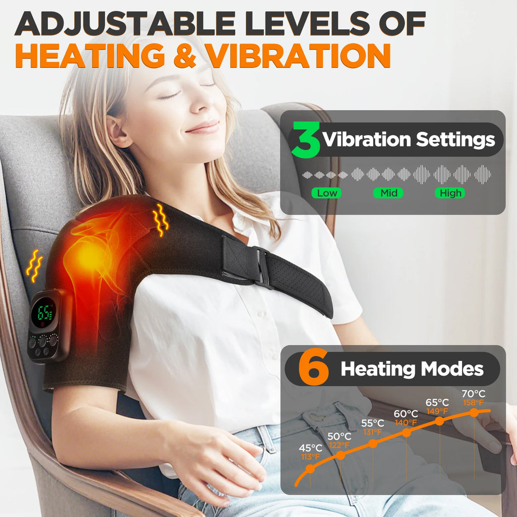 Electric Shoulder Massage Machine Heated Vibration Back Shoulder Belt Brace Relax Shoulder Neck Muscle Massagers Health Care