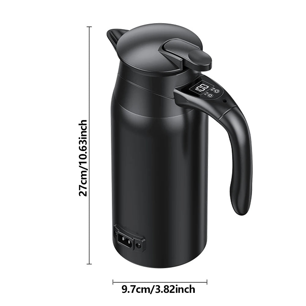 800/1200ML 12/24V Rapid Boiling 304 Stainless Travel Camping Dteel Hot Water Bottle Hot Water Kettle Electric Heating Car Kettle
