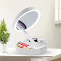 Double-Sided Travel LED Makeup Mirror with 10X Magnification Folding Portable Cosmetic Mirror with Lights Dual Powered Supply