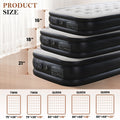 JHK Queen Twin Size Air Mattress Blow Up Double Height Non-Slip Bottom Weight Capacity 660 lbs Air Bed for Bed Home or Camping