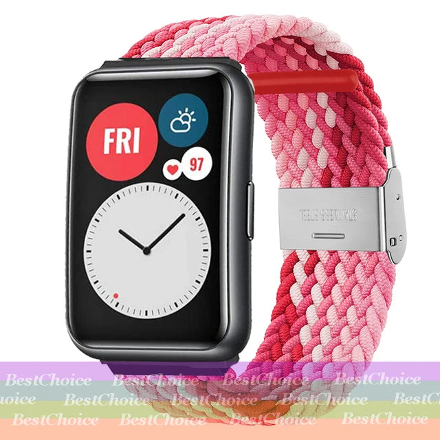 Nylon Braided Watch Strap for Huawei Watch Fit 3 Elastic Loop for Huawei Watch Fit 2 1Adjustable Band Bracelet Metal Connector