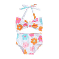 1-6Y Little Girls Bikini Sets Flower/Plaid Print Sleeveless Bow Bikini Tops with Shorts 2024 Summer Baby Swimsuit Kids Beachwear