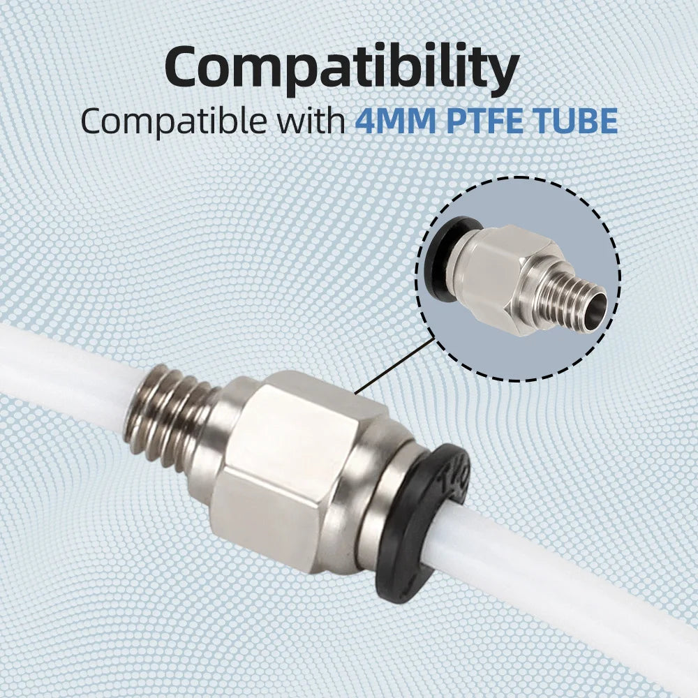 1-10pcs 3d Printer Accessories PC4-M6 Male Straight Pneumatic PTFE Tube Push in Quick Fitting Connector