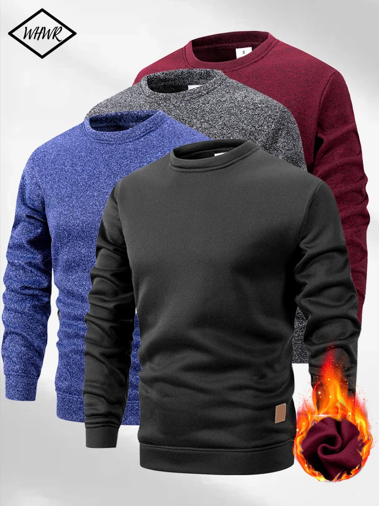 New Men's Sweater Spring Autumn Round Neck Long Sleeve Pullover Casual Sports Sweatshirt High Quality Solid Color Fleece Coat