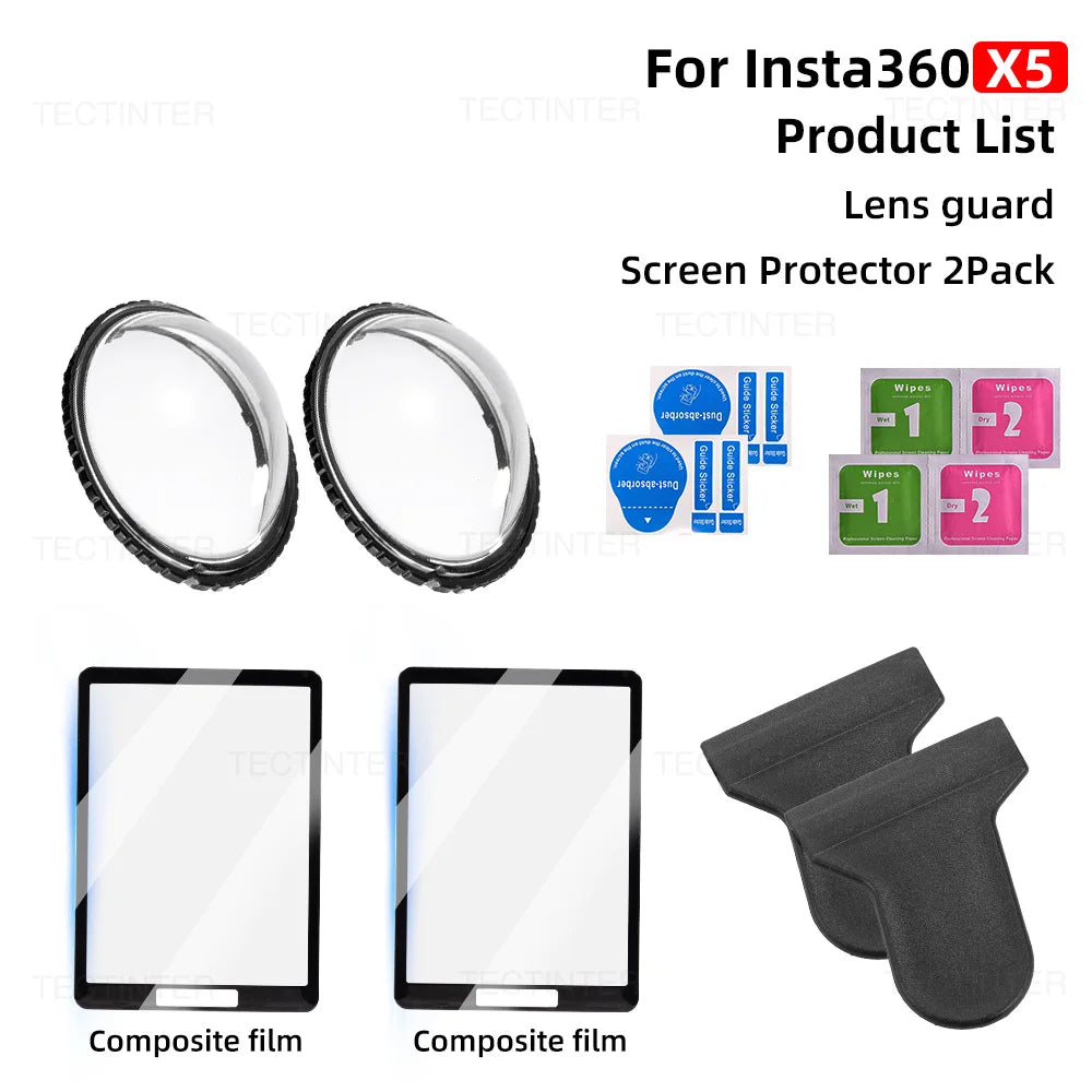 For Insta360 X4 Lens Guard + Screen Protector Anti-scratch Protective Film for Insta 360 X5 Lens Protector Accessories Kit