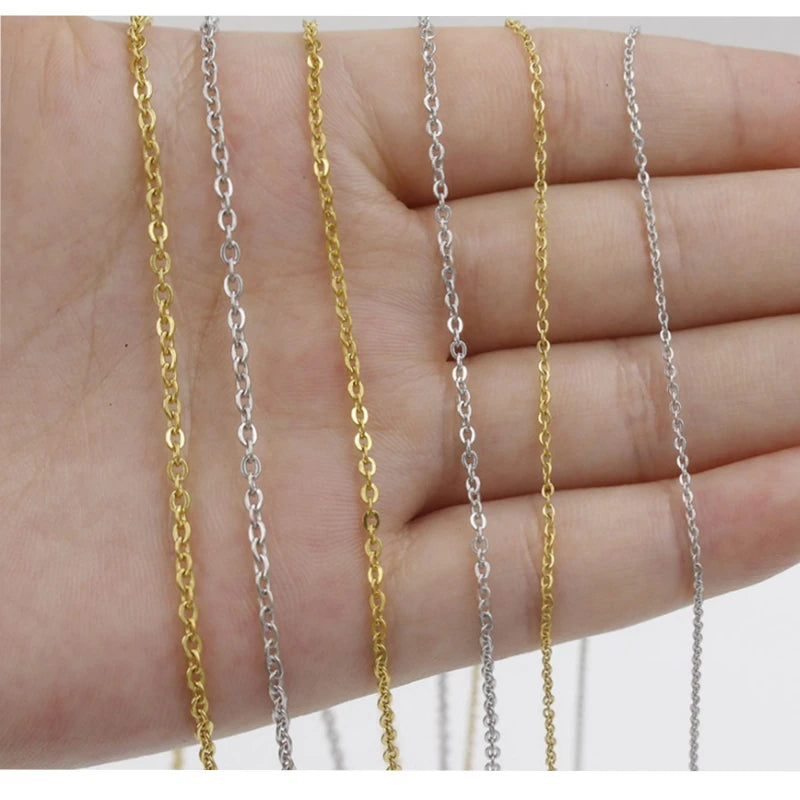20 Pieces / Batch 304 Stainless Steel Necklace Link Necklace 1mm 2mm Thick Chain Link 45cm/50cm/60cm for Jewelry Necklace