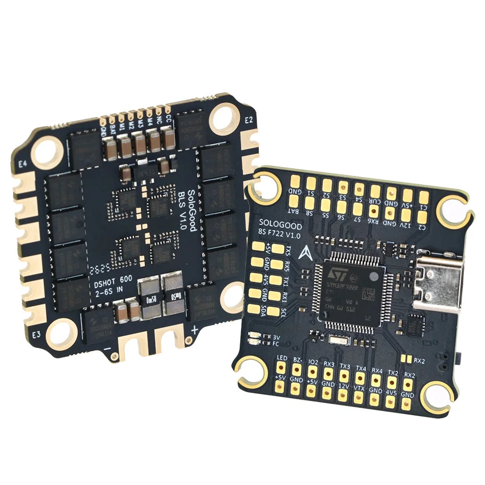 SoloGood 6S F722 60A Stack / 8S F722 60A Stack / 6S F722 80A Stack / 8S F722 80A Stack Flight Controller & BLHELI_S 4in1 ESC