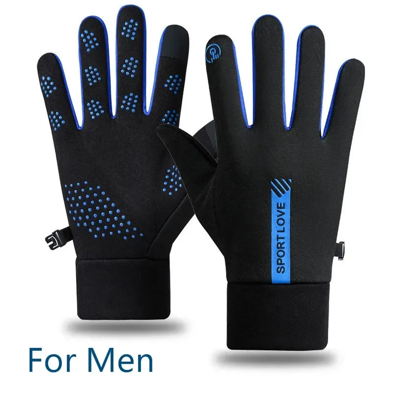 Winter Gloves Men Women Cycling Bike Non-slip Thermal Fleece Cold-Resistant Wind Waterproof Warm Outdoor Running Skiing Mittens