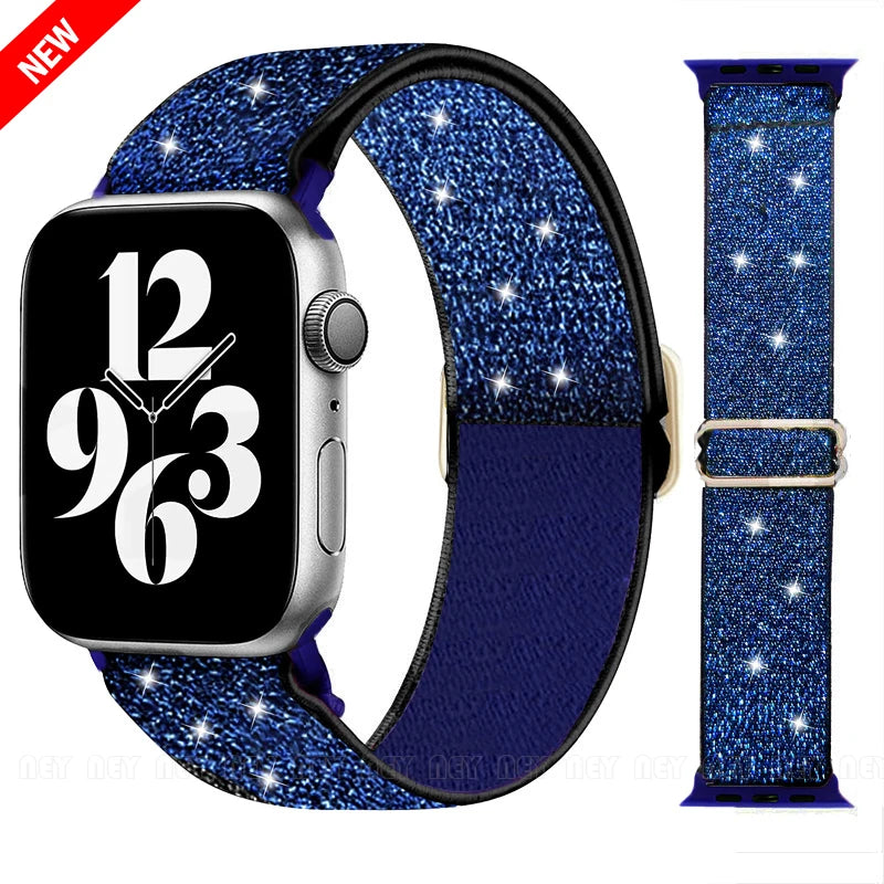 Scrunchie Strap for Apple watch Ultra 49mm band 45mm 44/46mm 41mm Adjustable Nylon Loop bracelet iWatch serie se 6 7 8 9 10 11