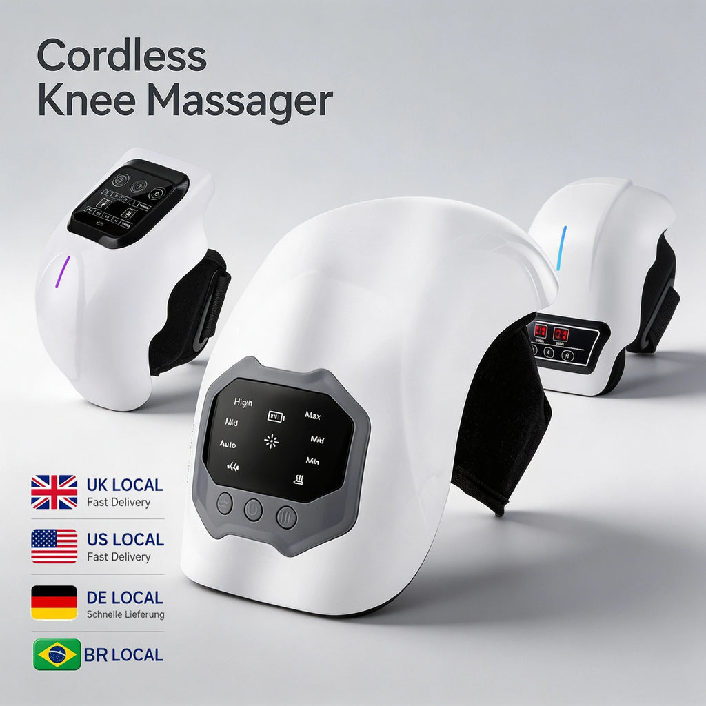 Heated Knee Massager With 4 Heat & Vibration Cordless Adjustable Wrap for Leg, Elbow & Shoulder Soothing Warmth Relaxes Muscles