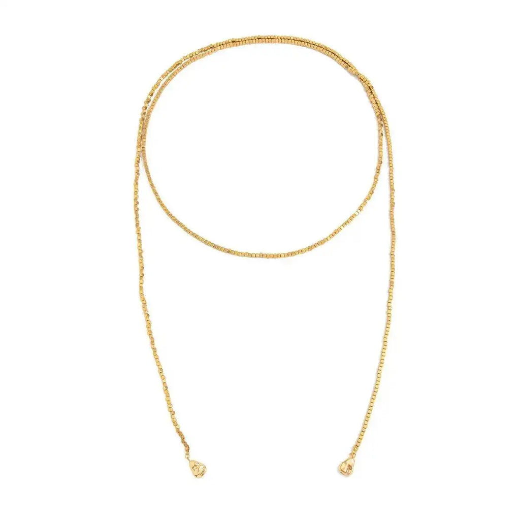 IngeSight.Z 2025 New Fashion Irregular Gold Color CCB Bead Pendant Necklace Women Punk Multilayer Y-shaped Necklace Jewelry Gift