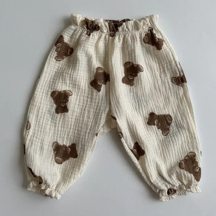 Soft Muslin Clothes Pants Pantalons Capris Organic Cotton Baby Pants Newborn Toddlers Autumn Spring Summer Winter Cute Print