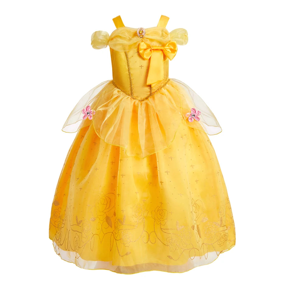 Girl Princess Dress Snow Queen Elsa Anna Costume Girls Birthday Stage Performance Halloween Party Dress Kids Cosplay Dresses