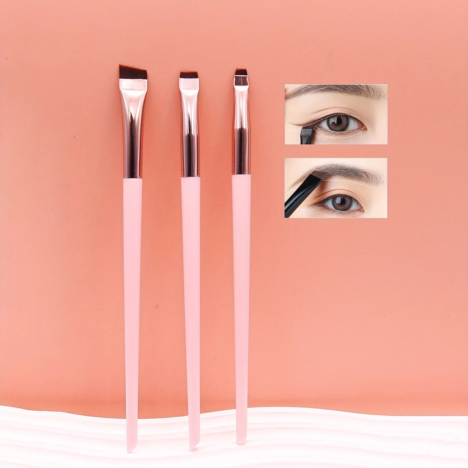 3pcs Makeup Brush Set, Blade Eyeliner Brush Fine Oblique Head Eyebrow Brush Outline Eyeliner Ultra-Thin Eye Shadow Brush Makeup
