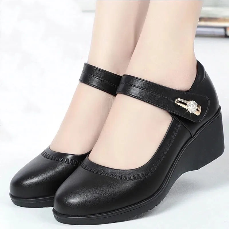 Marlisasa Women Cute Black Pointed Toe Buckle Strap High Heel Shoes for Office Ladies Classic Beige Comfort Stiletto H5957
