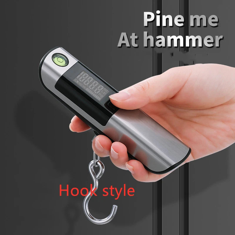 Portable Electronic Scale with Rule, Household Small 50kg Portable Mini Hook Weighing, High-Precision Luggage Weighing Device