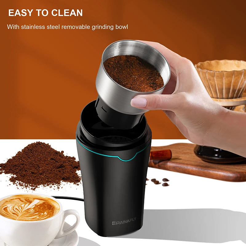 Coffee Grinder with Removable Stainless Steel Cup Electric Coffee Beans Grinder Household Coffee Mill for Spices Herb Nuts,300W