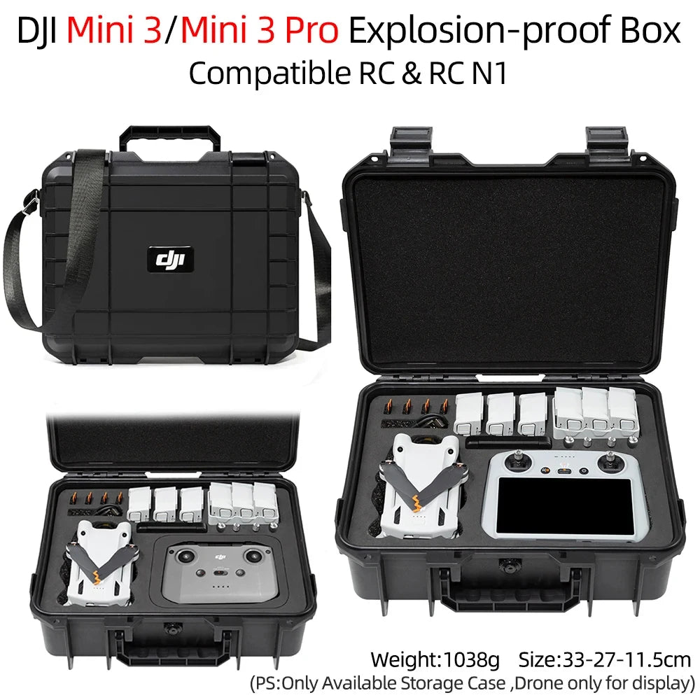 For DJI Mini 3 Case Explosion Proof Case Mini 3 Pro Bag Portable Waterproof Box Hard Shell Large Capacity Accessories Case