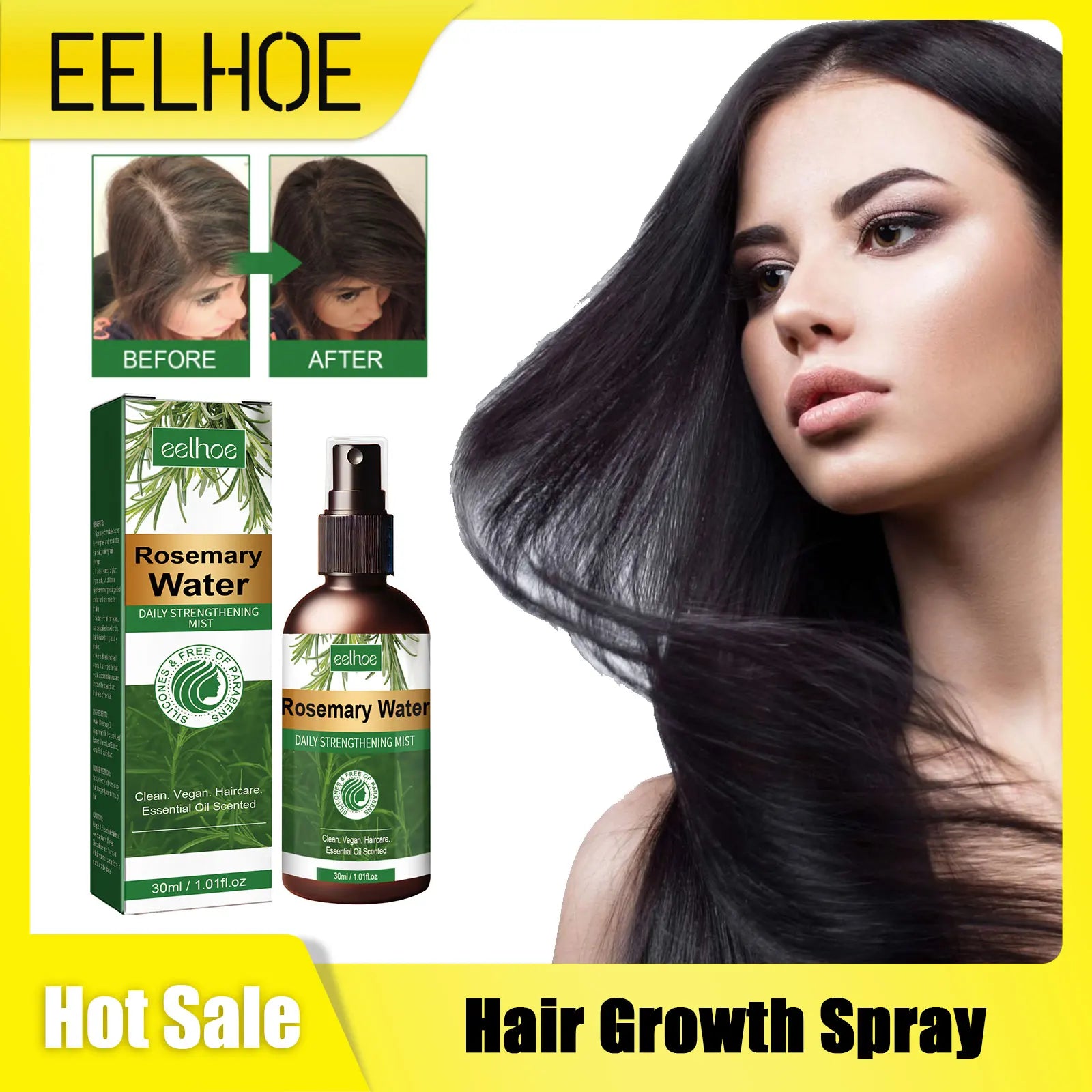 Rosemary Spray for Hair Nourishing Scalp Treatment Strengthen Hair Loss Care Split Ends Remover Organic Hair Growth Spray 30ml