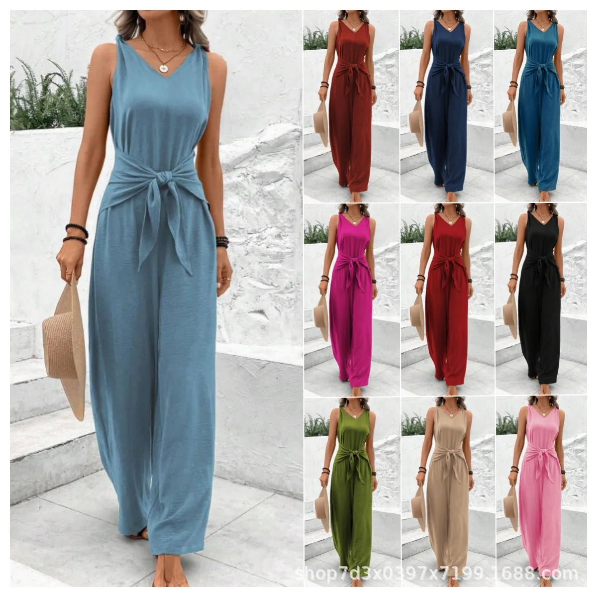 Solid Casual Slim Overalls Jumpsuits For Women Summer Women's Elegant Long Overalls Jumpsuit Rompers Female Bodysuit Clothing