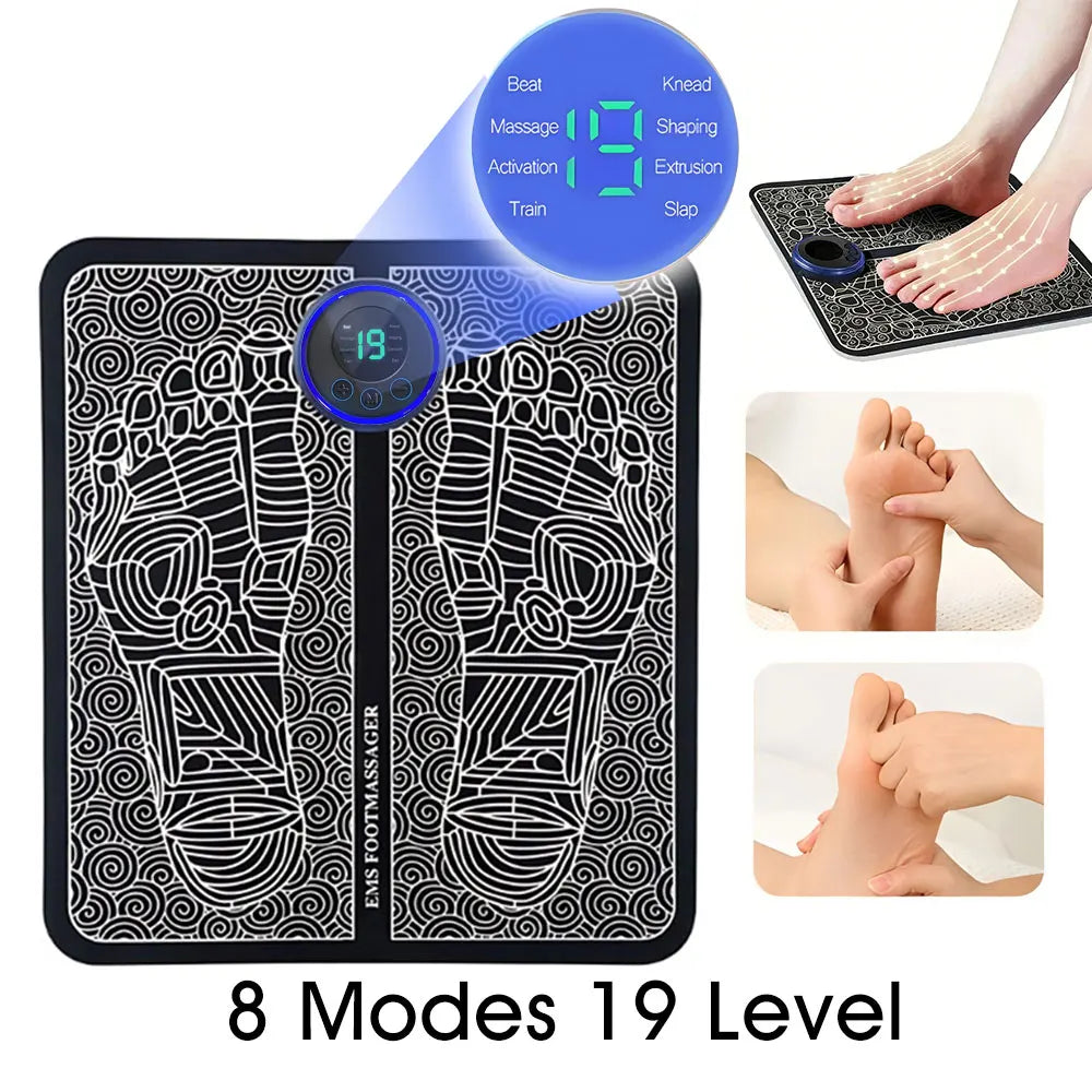 Foot Massger 8 Modes 19 Level Electric Foot Massager Pad Strength Lightweight Relieve Foot Pressure Strength Lightweight