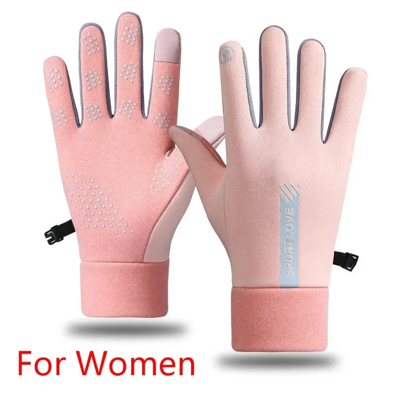 Winter Gloves Men Women Cycling Bike Non-slip Thermal Fleece Cold-Resistant Wind Waterproof Warm Outdoor Running Skiing Mittens