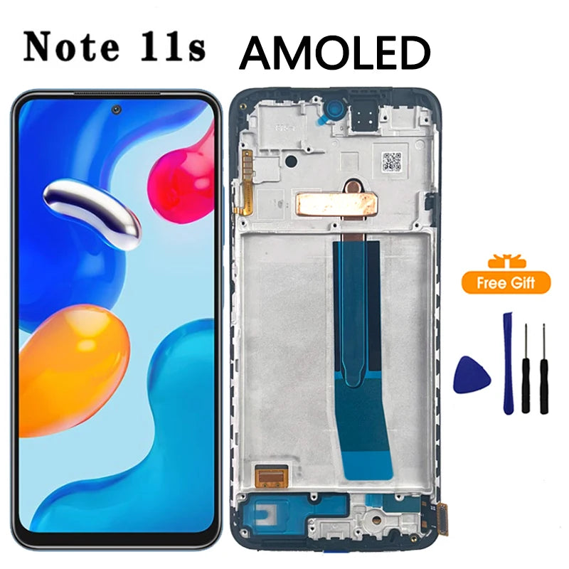 New AMOLED Display For Xiaomi Redmi Note 11 11S Touch Screen Digitizer Assembly For Redmi Note 11S 2201117SG Display Replacement