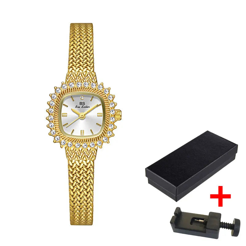 Vintage Lucky Small Square Dial with Wheat Ear Design Ladies Twist Watch Japanese Style Unique Steel Band Quartz Watch with Box