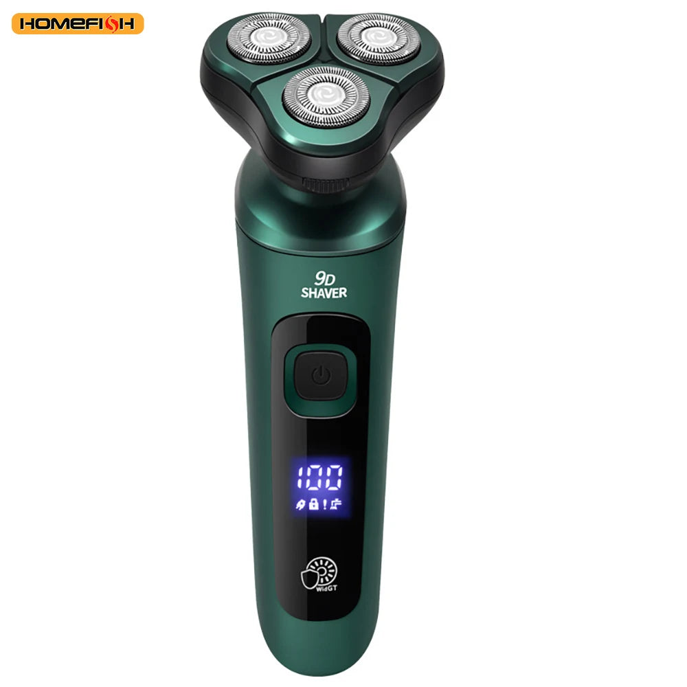 LCD Display Smart Electric Shaver, 3D Floating Triple Head Razor, USB Rechargeable Waterproof for Shaving & Beard Trimming