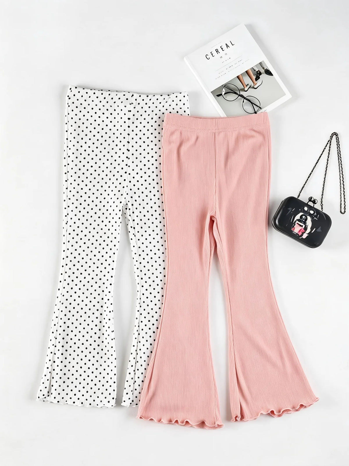 2Pcs Spring Autumn Girls Pant Korean Version Children Flared Pants Are Suitable for 2-11Year Kid Leggings Solid Fashion Boot Cut