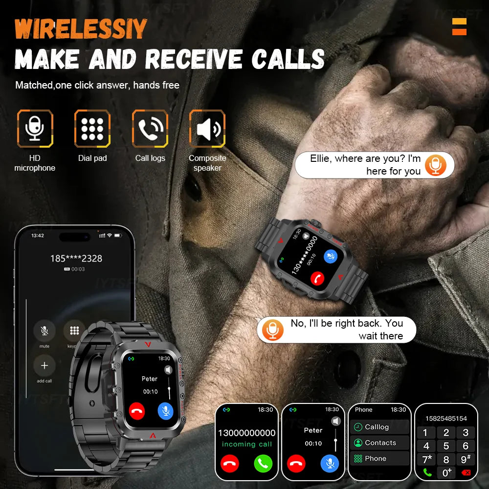 G.L Wear 2025 New Sports Smart Watch Bluetooth Talk LED Flashlight Multi-function Outdoor Sports Smart Watch for Men Women
