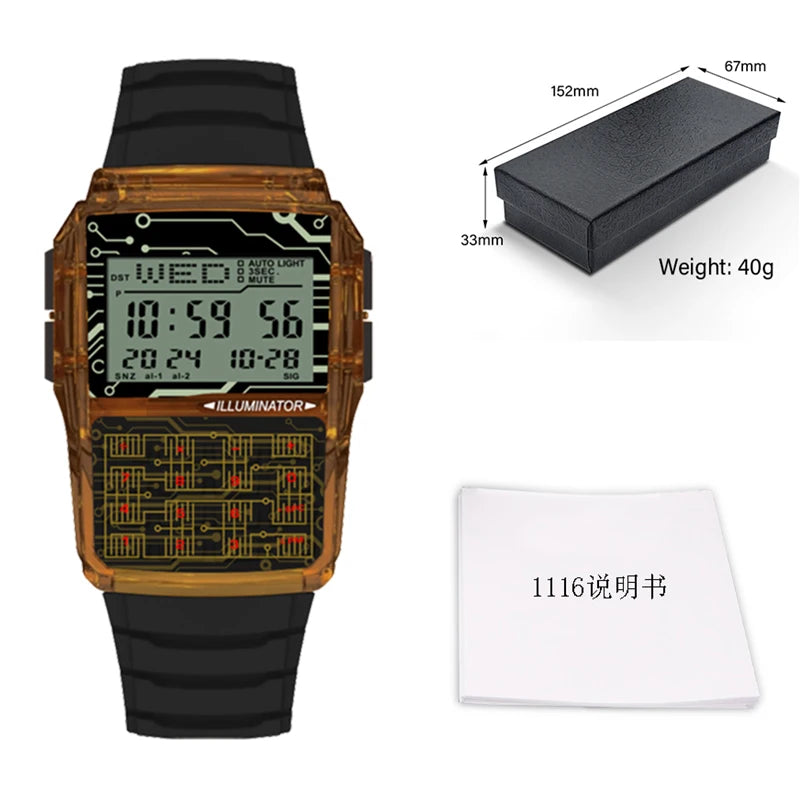 Multifunctional Men's Calculator Watch Fashion Luxury LED Electronic Watch Digital Sports  Watch Computer Style