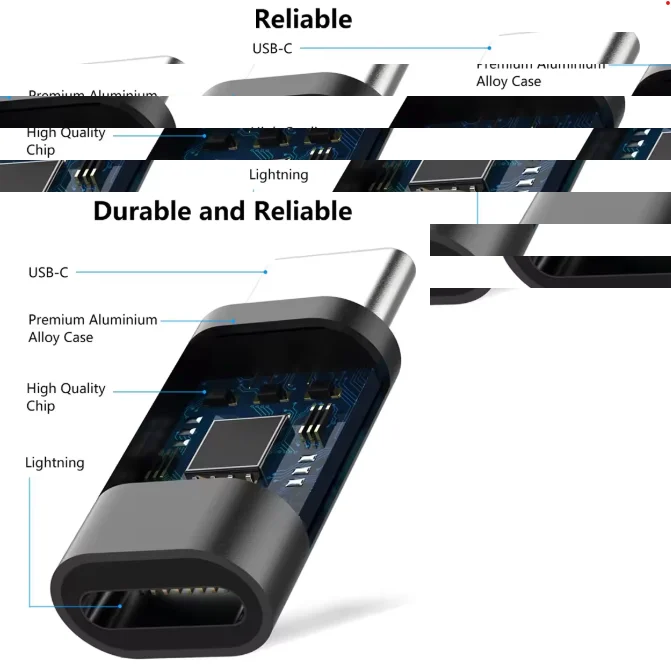 3PCS Lightning Female To USB C Male Charger Adapter for IPhone 15 Pro Max Plus IPad Type C To 8Pin Charging Data Sync Connector