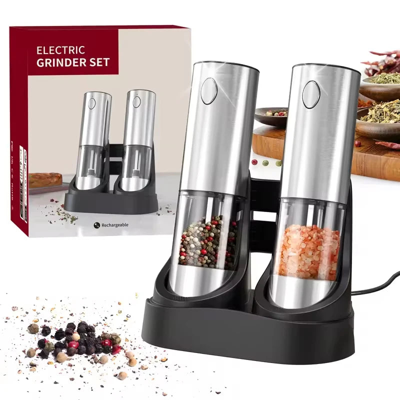 1pc/2pcs MINI USB Rechargeable Automatic Pepper Grinder Adjustable Coarseness Salt And Pepper Mill for Kitchen Spice Grinder
