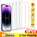 5Pcs Tempered Glass For iPhone 15 13 11 12 14 18 Pro Max Mini Screen Protector For IPhone 16 17 8 Plus X XR XS Protective Glass