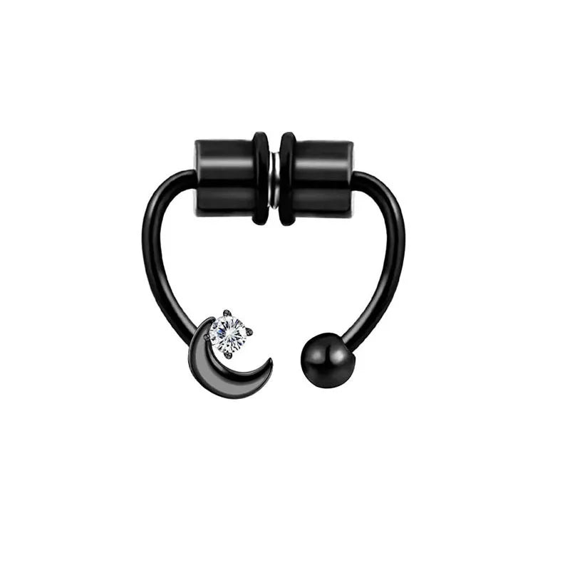 Stainless Steel Magnet Nose Piercing Heart Butterfly Fake Nose Ring 16G Horseshoe Ring Bee Nose Clip Body Jewelry for Piercings