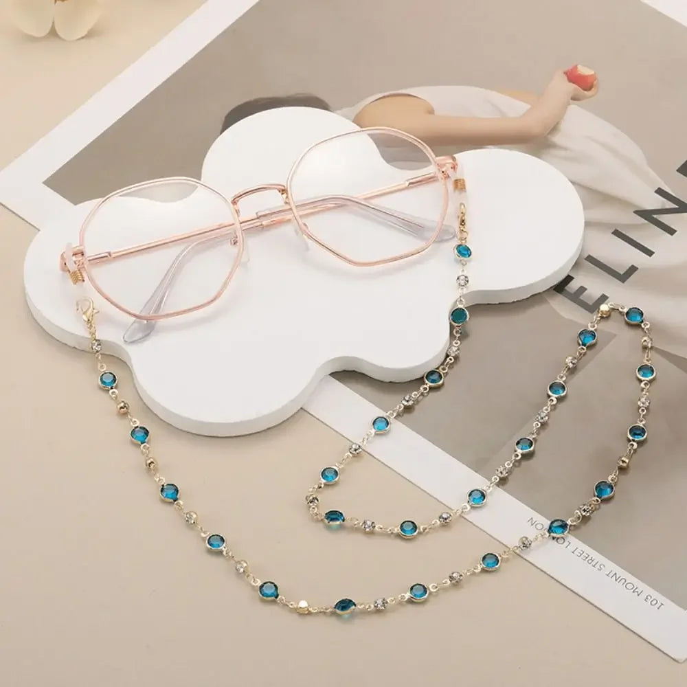 Vintage Beads Glasses Chain Jewelry Lanyard Elegant Crystal Glasses Chain Copper Bohemian Mask Chain Women