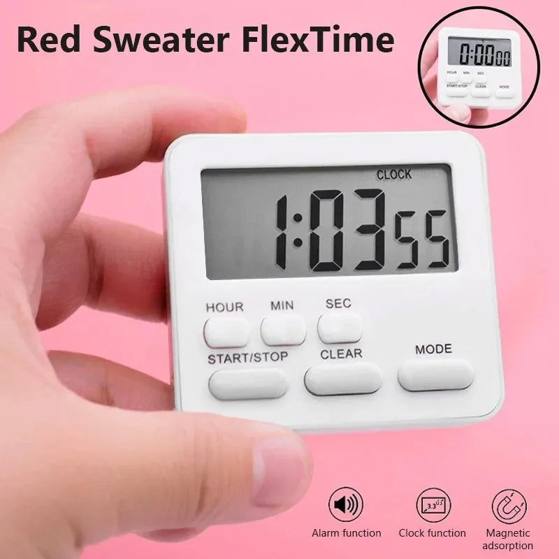 Practical LCD Digital Display Kitchen Timer Countdown Stopwatch Alarm Clock with Flashing Light Kitchen Sleep Accessory