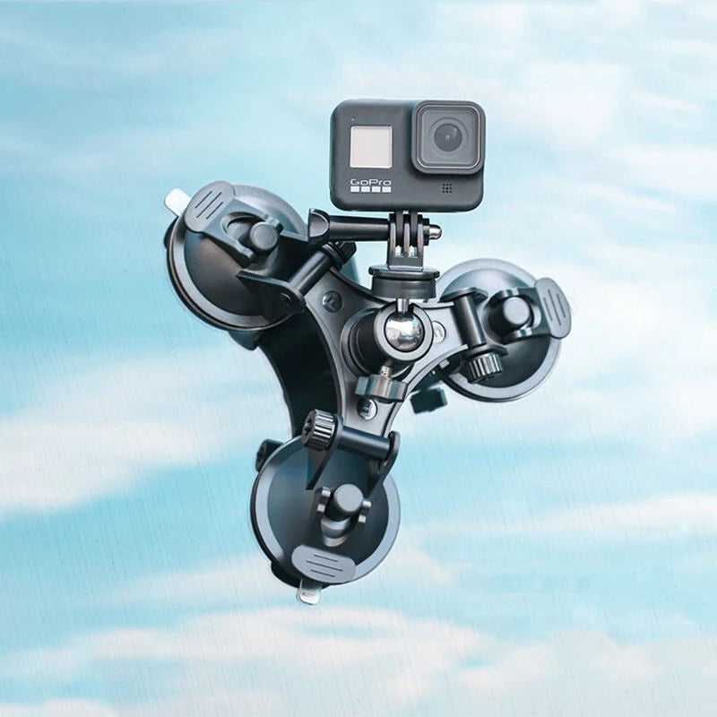 Suction Cup Camera Car Mount With Tripod Adapter Phone Holder for GoPro Hero 13 12 11 10 9 8 DJI Osmo 360 Action 5 Pro 6 4 Insta
