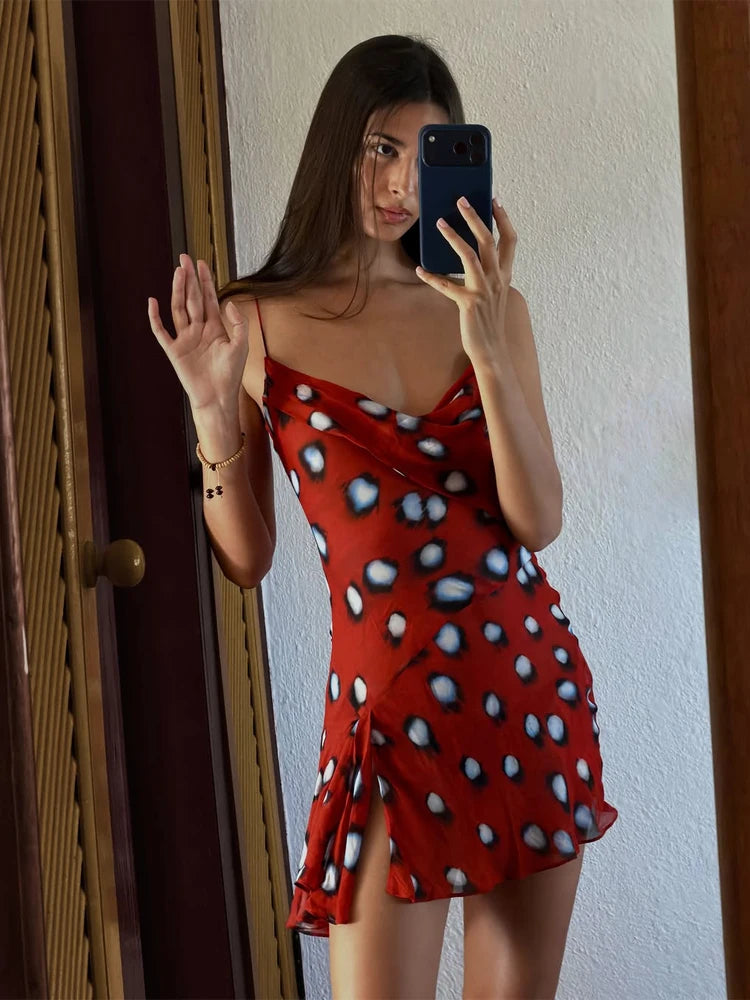 Trendy Slip Dress Animal Print V-neck Ruched Drawstring Sexy Maxi Women Dresses Beach Vacation Stylish Retro Summer Party Outfit