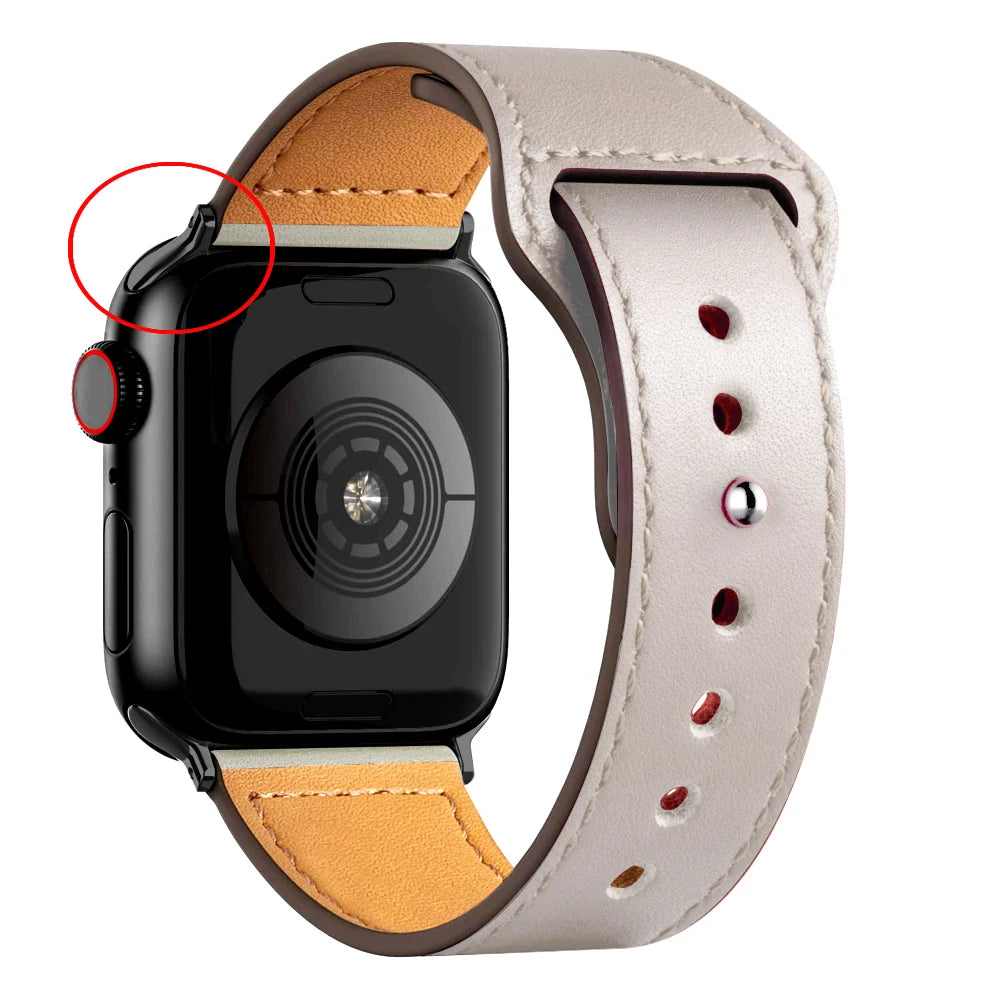 Leather band For Apple watch strap Ultra 2 49mm 44mm 40mm 38mm/42mm wrist bracelet for iWatch series 10 9 8 7 4 5 6 se 41mm/45mm